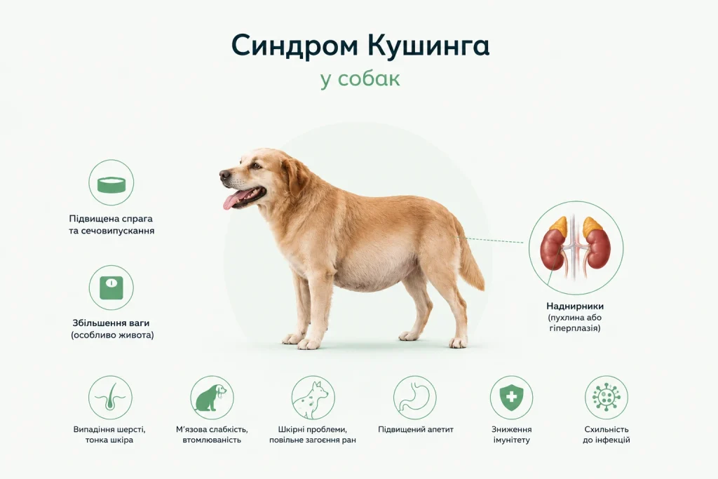 Симптоими синдрому кушинга у собаки